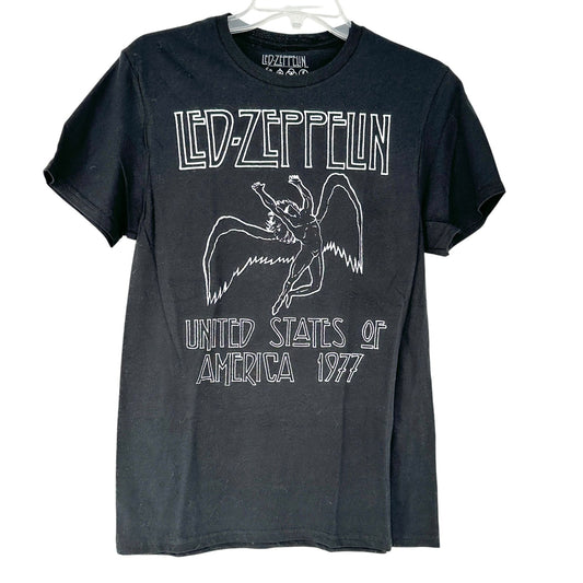 Led Zeppelin T-Shirt Small United States Of America 1977 Black White Cotton