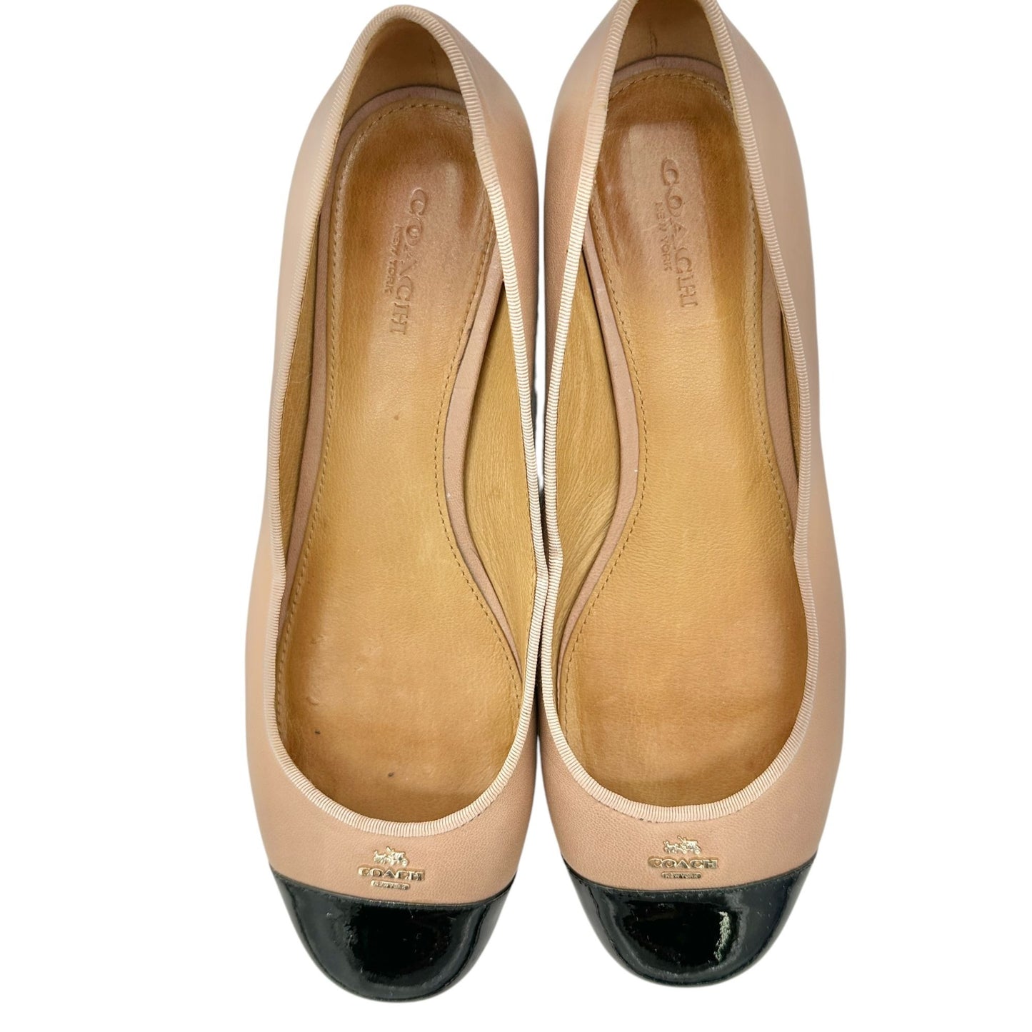 Coach Womens Size 8B Ballet Flats Leather Tan & Black