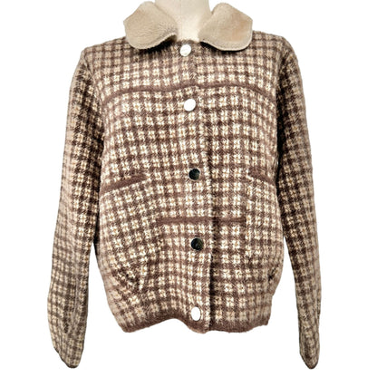 Cyrus Womens Elk Plaid Jacket With Faux Fur Collar Button Closure -Style C392314