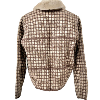 Cyrus Womens Elk Plaid Jacket With Faux Fur Collar Button Closure -Style C392314