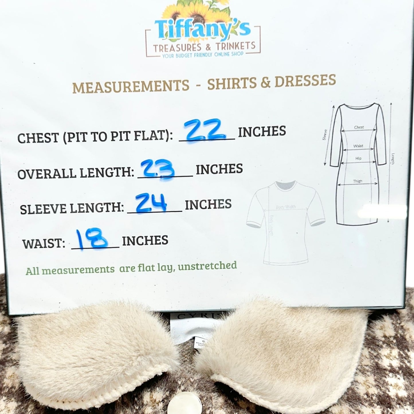 Cyrus Womens Elk Plaid Jacket With Faux Fur Collar Button Closure -Style C392314