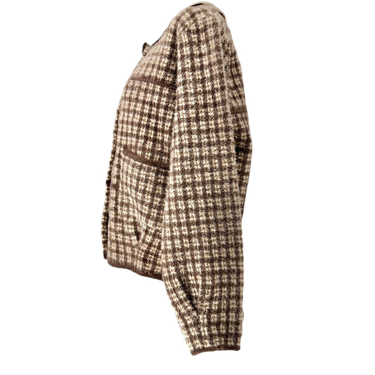 Cyrus Womens Elk Plaid Jacket With Faux Fur Collar Button Closure -Style C392314