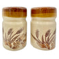 Vintage Ceramic Wheat Design Salt and Pepper Shakers Cork Stoppers Beige Brown
