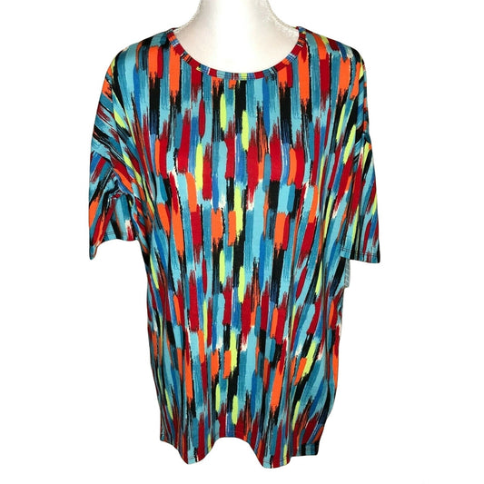 LuLaRoe Irma XS Multicolor Abstract Tunic Top Stretchy Soft Knit High-Low Hem