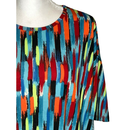 LuLaRoe Irma XS Multicolor Abstract Tunic Top Stretchy Soft Knit High-Low Hem