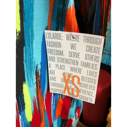 LuLaRoe Irma XS Multicolor Abstract Tunic Top Stretchy Soft Knit High-Low Hem