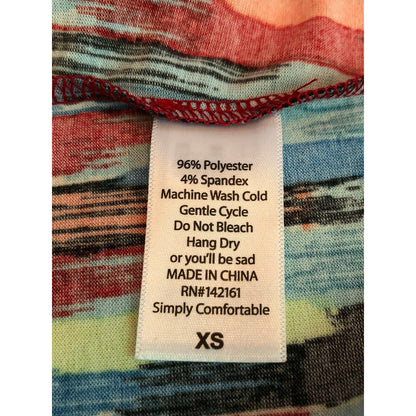 LuLaRoe Irma XS Multicolor Abstract Tunic Top Stretchy Soft Knit High-Low Hem