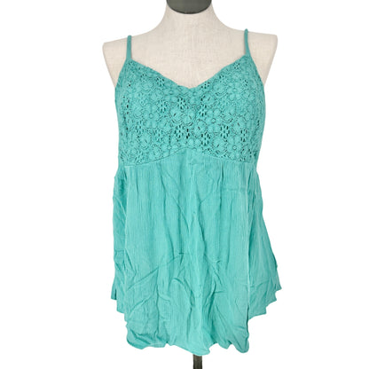 Torrid 2 Babydoll Top Womens 18-20 Crochet Lace Seafoam Green Adjustable Straps