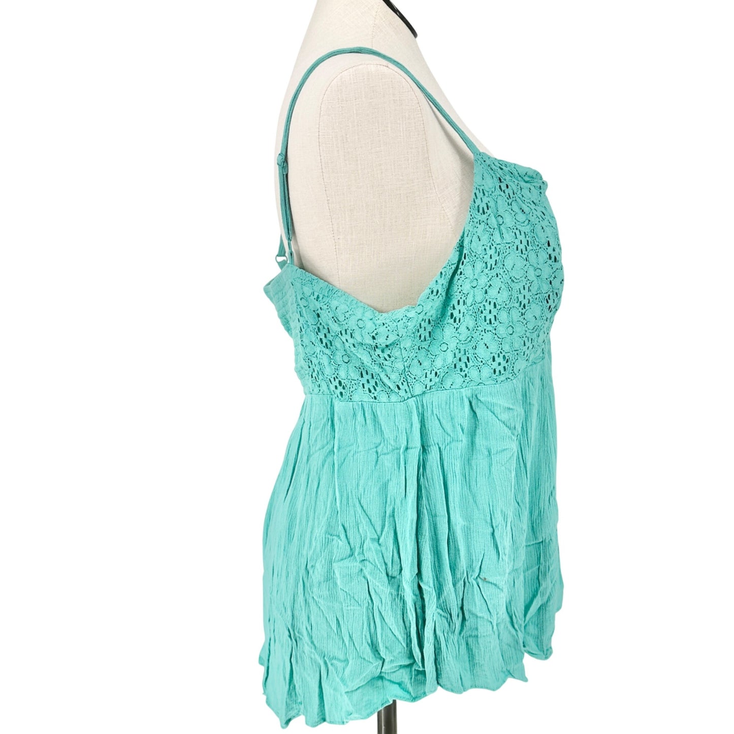 Torrid 2 Babydoll Top Womens 18-20 Crochet Lace Seafoam Green Adjustable Straps