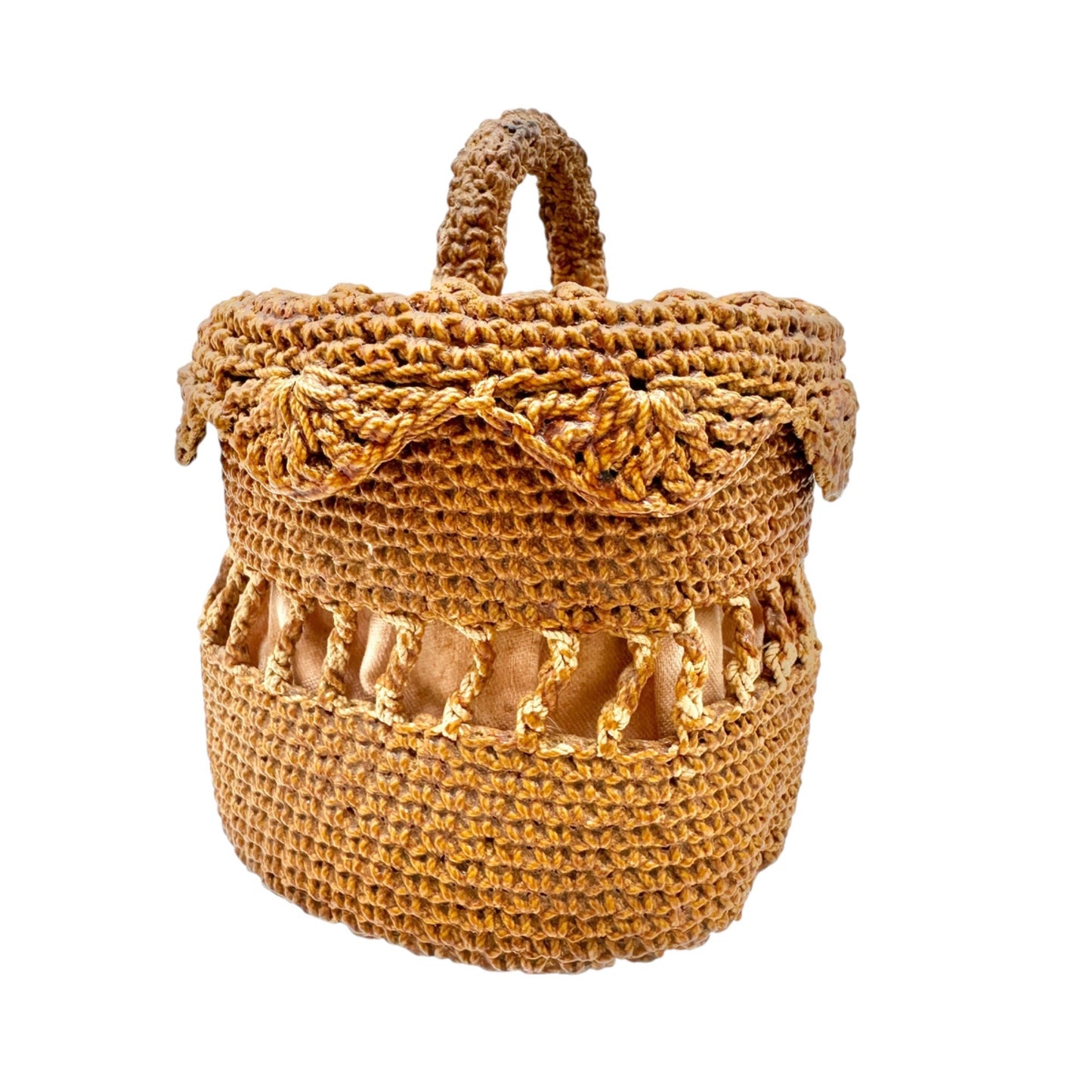 Braided Sailor Lidded Basket 19th Century Handcrafted Natural Materials 4x3 inch