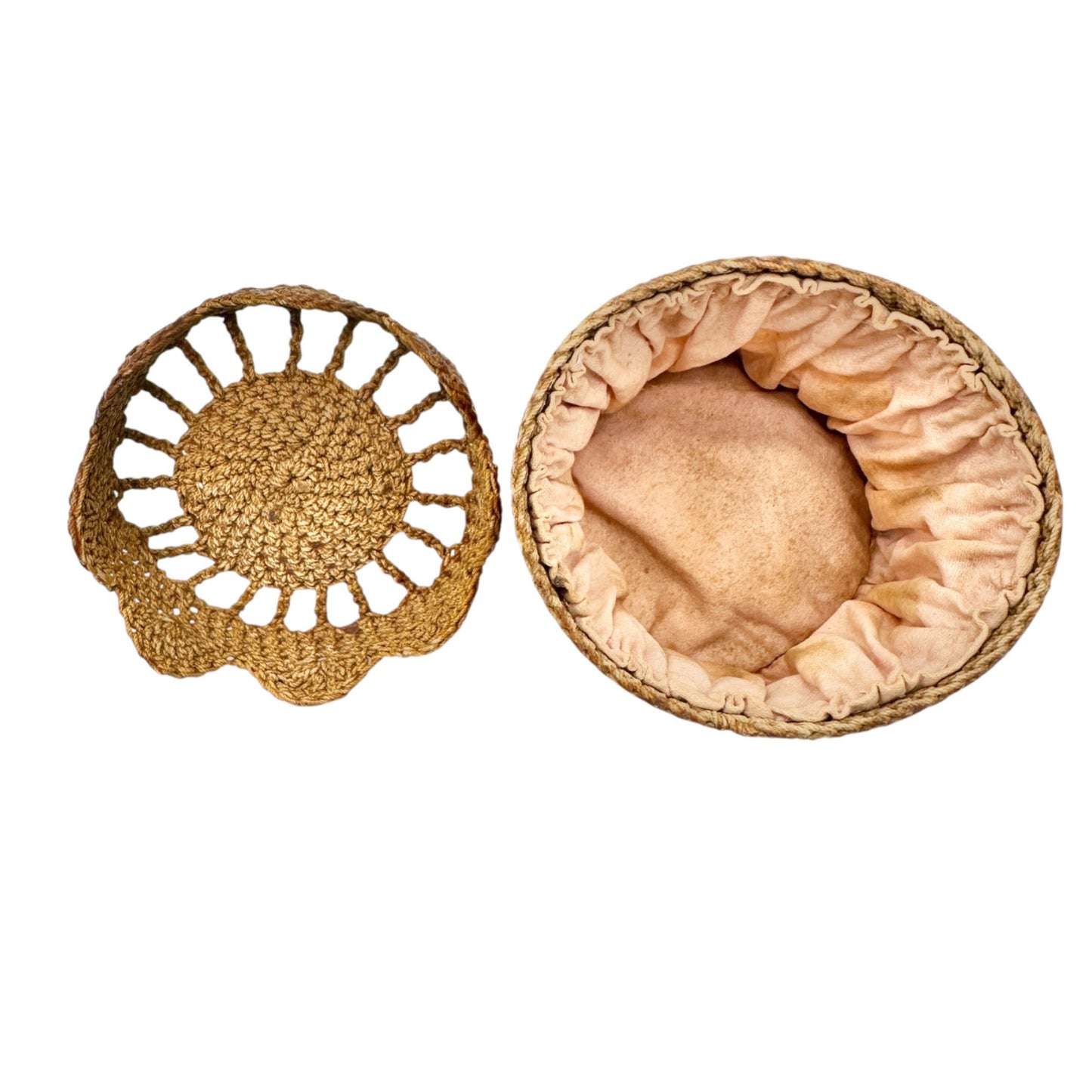 Braided Sailor Lidded Basket 19th Century Handcrafted Natural Materials 4x3 inch