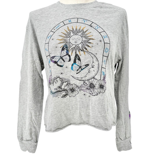 Miken Flow Long Sleeve Tee Shirt Womens M Sun and Moon Zodiac Graphic Design