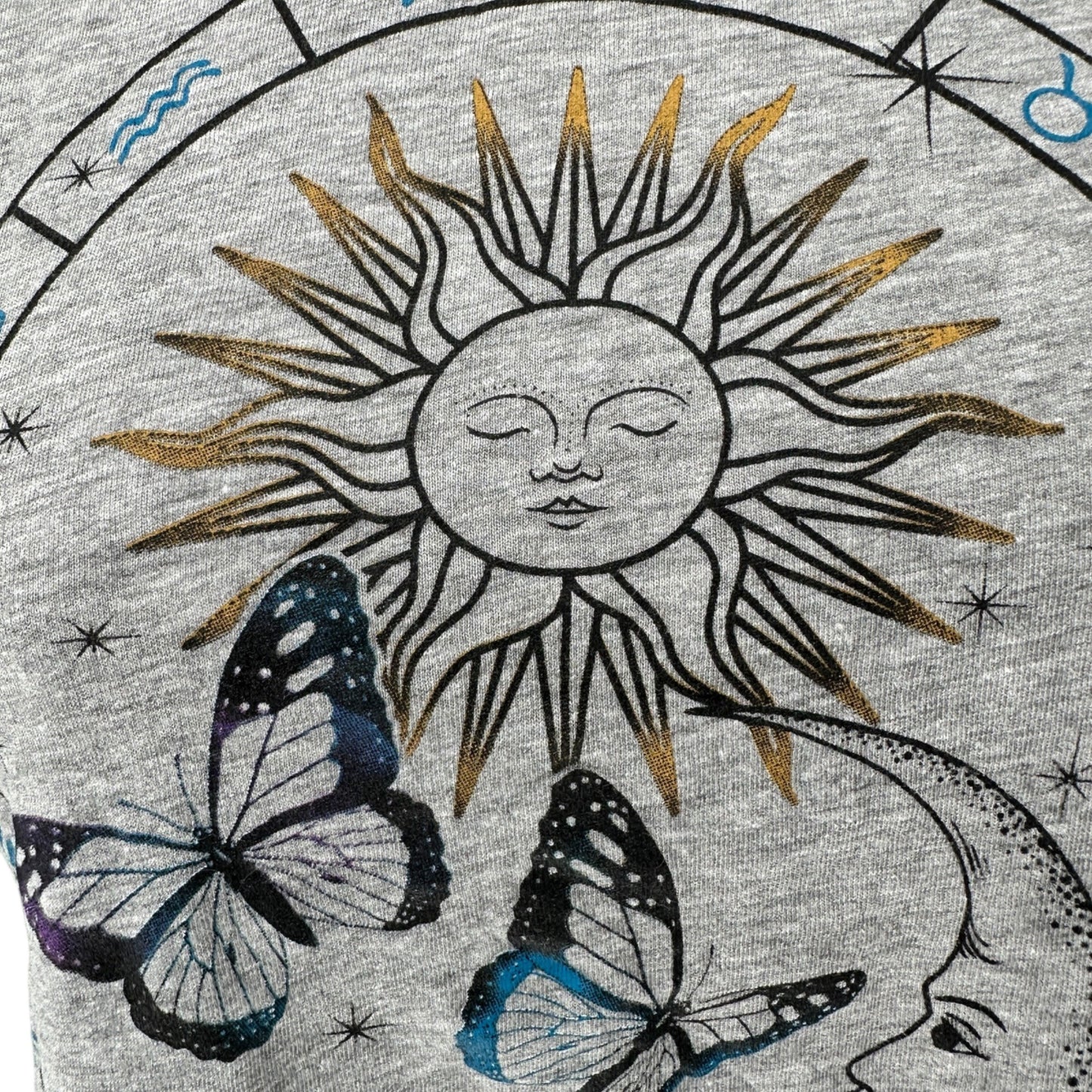Miken Flow Long Sleeve Tee Shirt Womens M Sun and Moon Zodiac Graphic Design