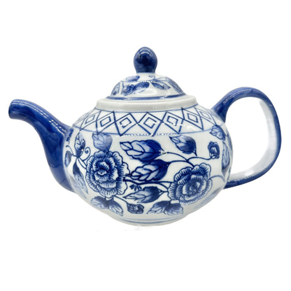 Bella Casa By Ganz Teapot with Lid Blue White Porcelain Floral 9 x 6 inches