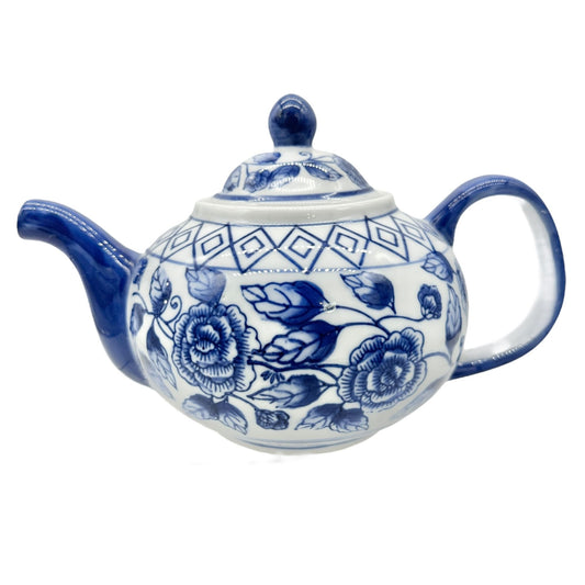 Bella Casa By Ganz Teapot with Lid Blue White Porcelain Floral 9 x 6 inches