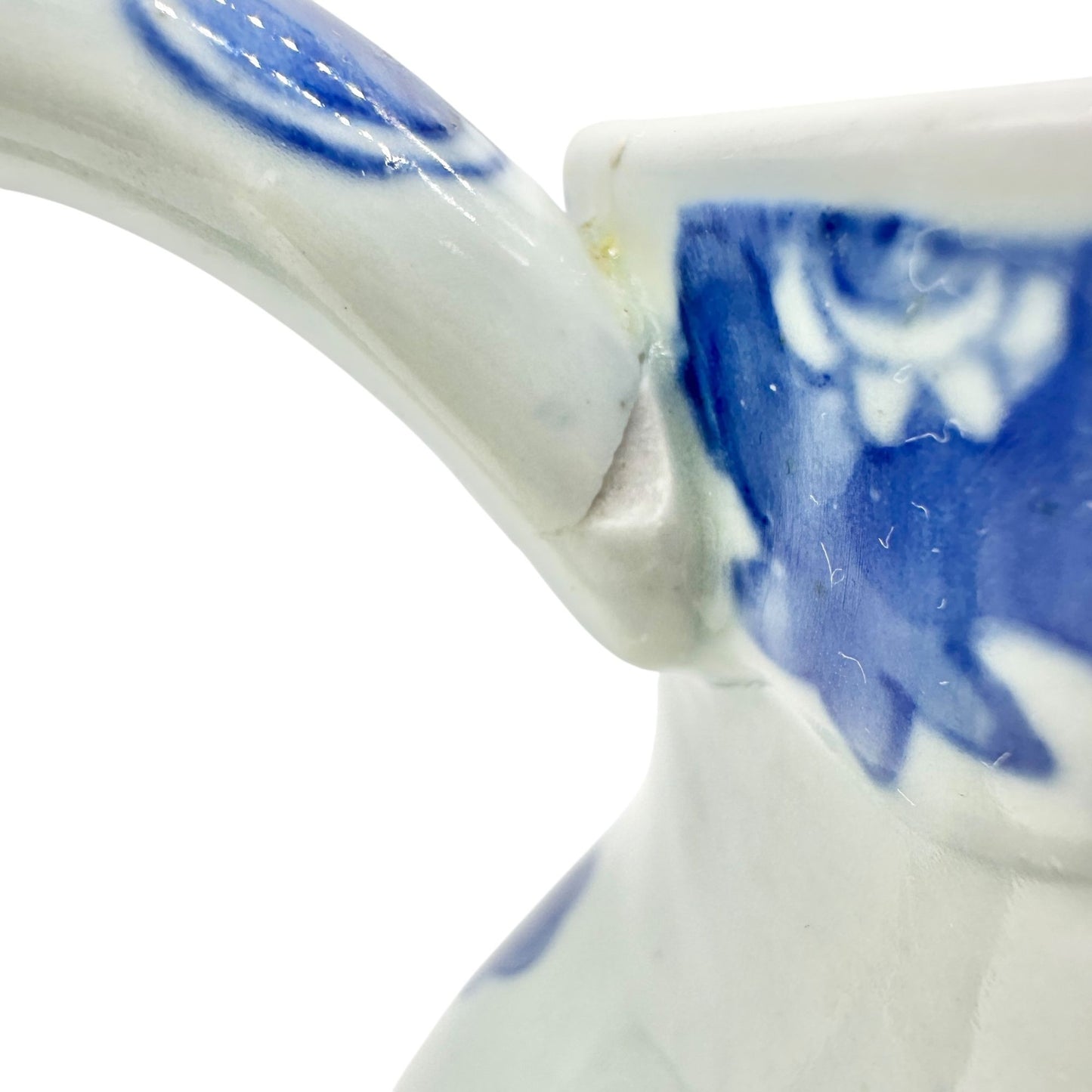Antique Chinese Pitcher Blue and White Porcelain With Floral Pattern 8 inch Tall