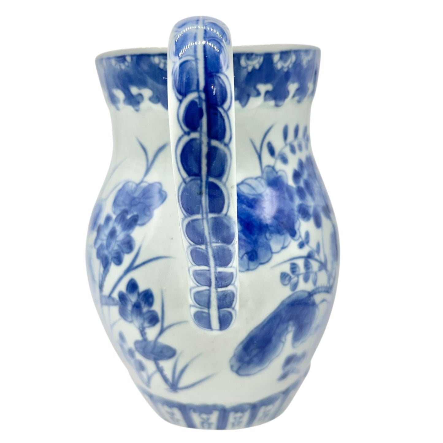 Antique Chinese Pitcher Blue and White Porcelain With Floral Pattern 8 inch Tall