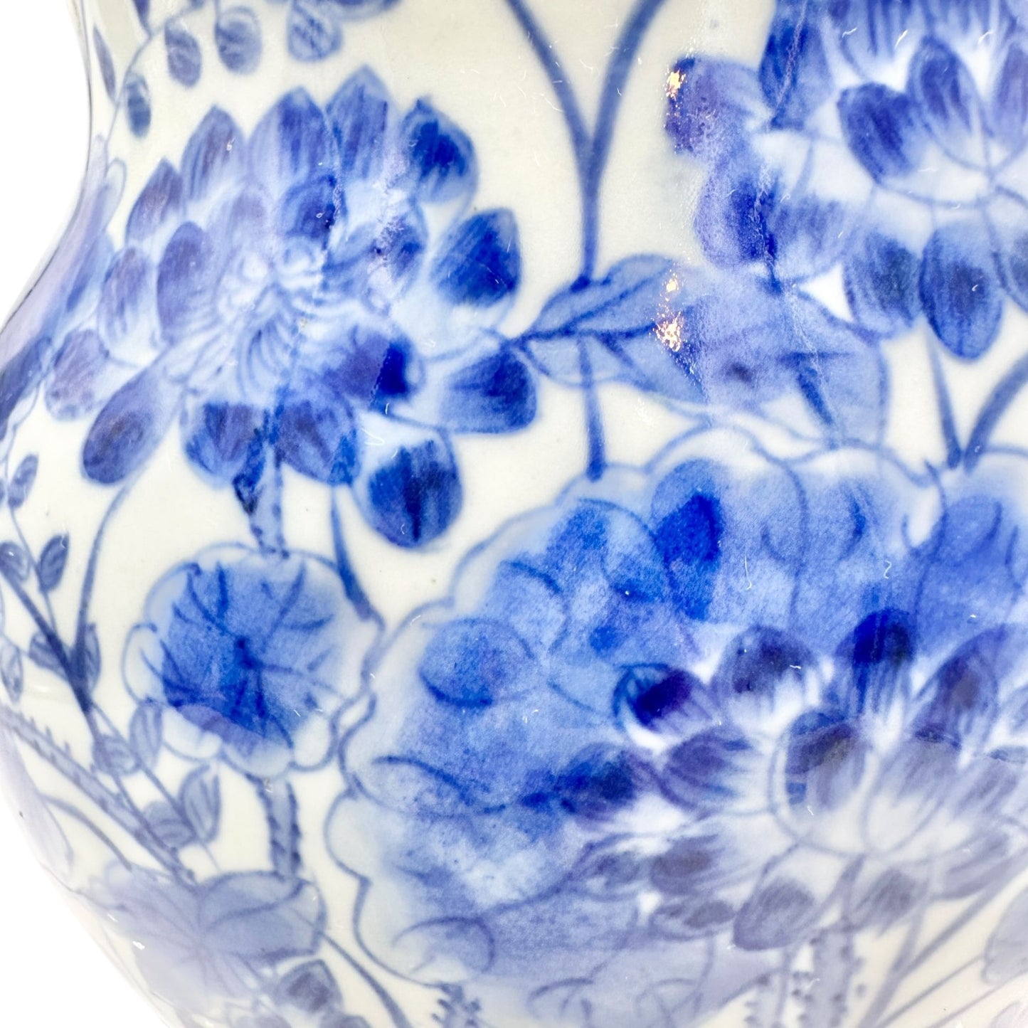 Antique Chinese Pitcher Blue and White Porcelain With Floral Pattern 8 inch Tall