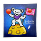 Motivational Cancer Survivor Sticker 4x4 Square Blue with White Bear Yellow Moon