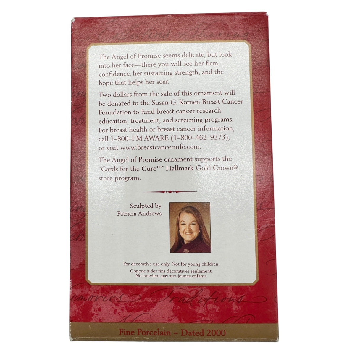 Hallmark Keepsake Ornament Angel Of Promise 2000 Porcelain Breast Cancer Andrews