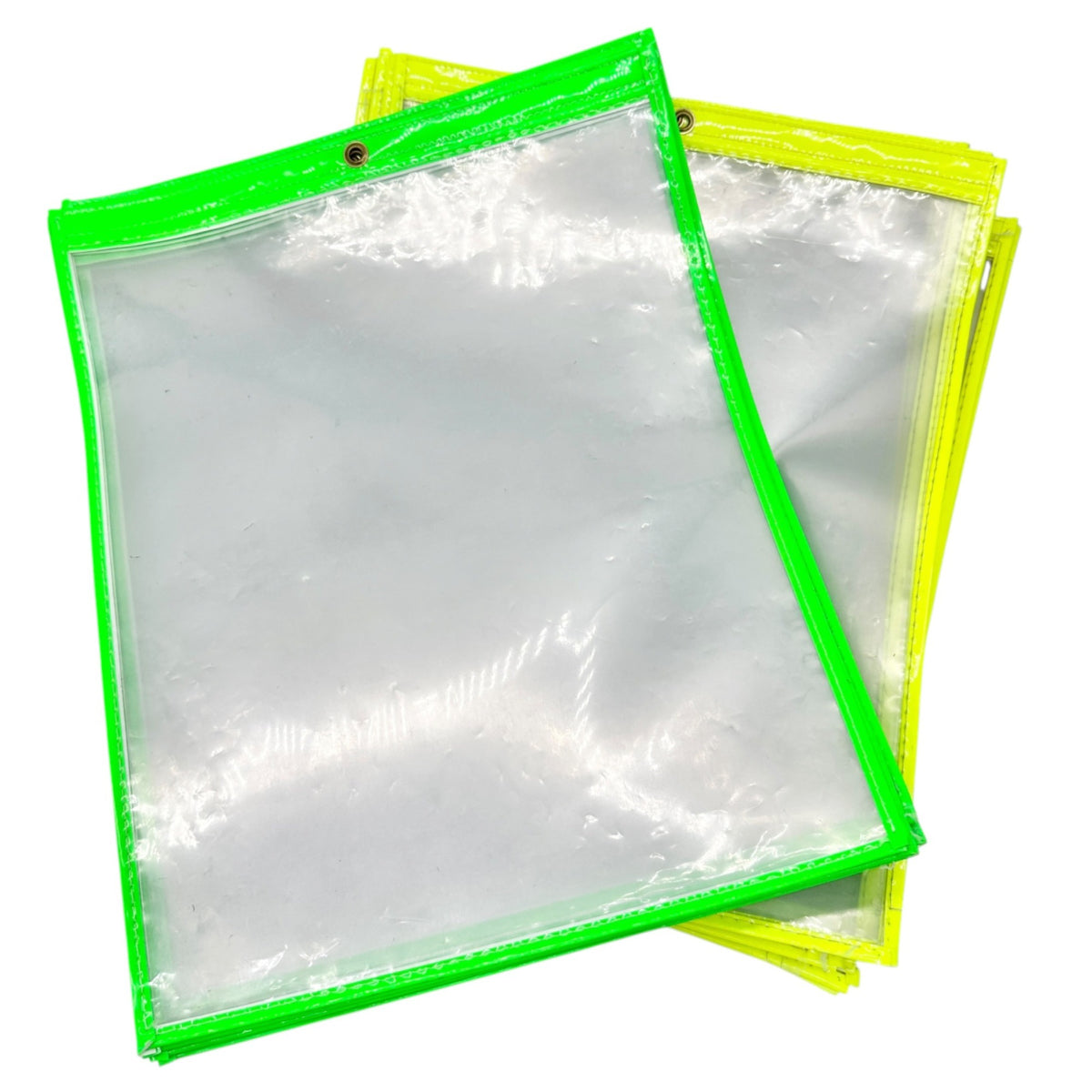 40 Count Plastic Job Jackets 1 Hole Top Opening 20 Green 20 Yellow 16.5" x 13.5"