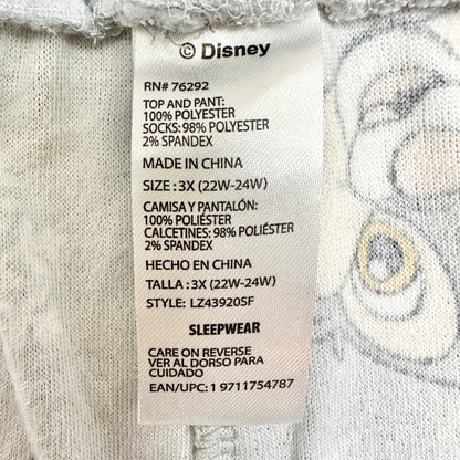 Disney Thumper Fleece Sleepwear Pants 3X Gray Snowflake Print Elastic Waist