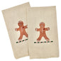 Christmas Fingertip Towels Pair With Gingerbread Man Print Rustic Holiday Decor