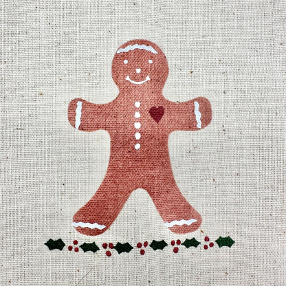 Christmas Fingertip Towels Pair With Gingerbread Man Print Rustic Holiday Decor