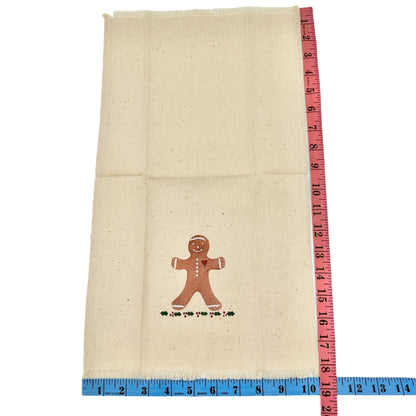 Christmas Fingertip Towels Pair With Gingerbread Man Print Rustic Holiday Decor