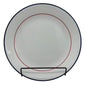 White Ceramic Plate With Red & Blue Accent Rings 10 Inch Dia Vtg Inspired Simple