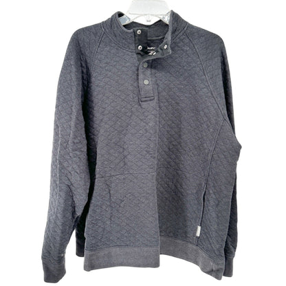 Eddie Bauer Mens XL Gray Quilted Pullover Sweatshirt With Snap Collar