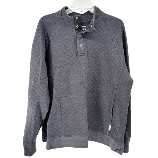 Eddie Bauer Mens XL Gray Quilted Pullover Sweatshirt With Snap Collar