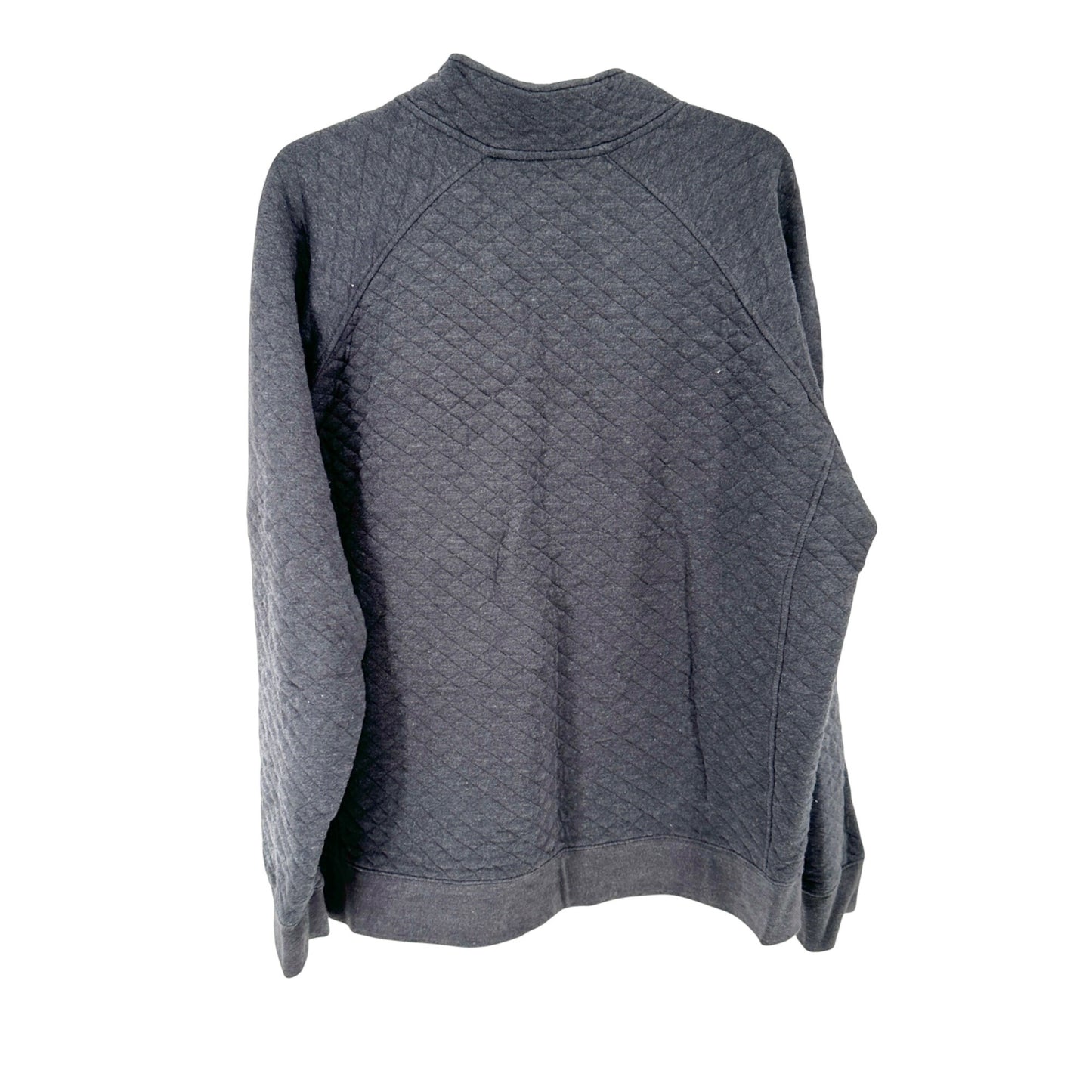 Eddie Bauer Mens XL Gray Quilted Pullover Sweatshirt With Snap Collar