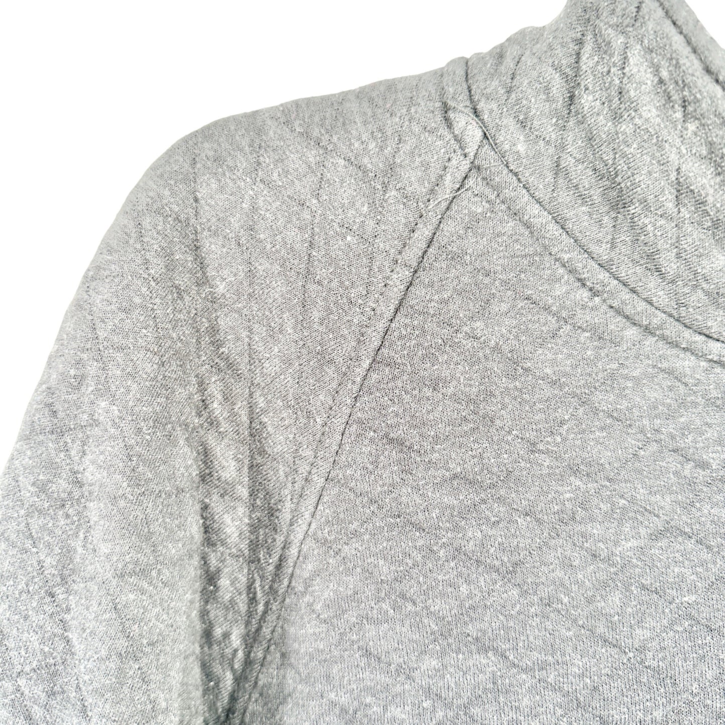 Eddie Bauer Mens XL Gray Quilted Pullover Sweatshirt With Snap Collar