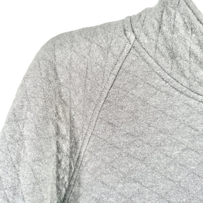 Eddie Bauer Mens XL Gray Quilted Pullover Sweatshirt With Snap Collar