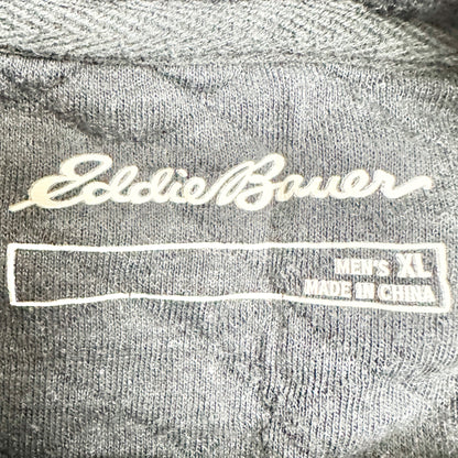 Eddie Bauer Mens XL Gray Quilted Pullover Sweatshirt With Snap Collar