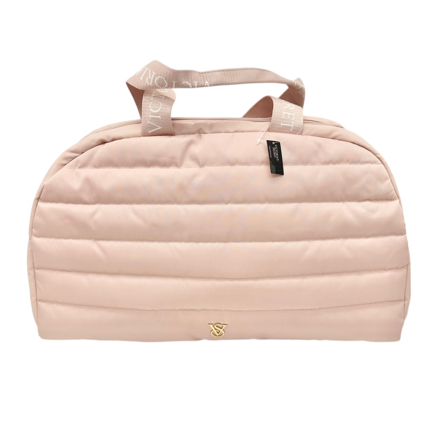 Victorias Secret Quilted Weekender Bag Dusty Pink Gold Logo NWT Travel Tote