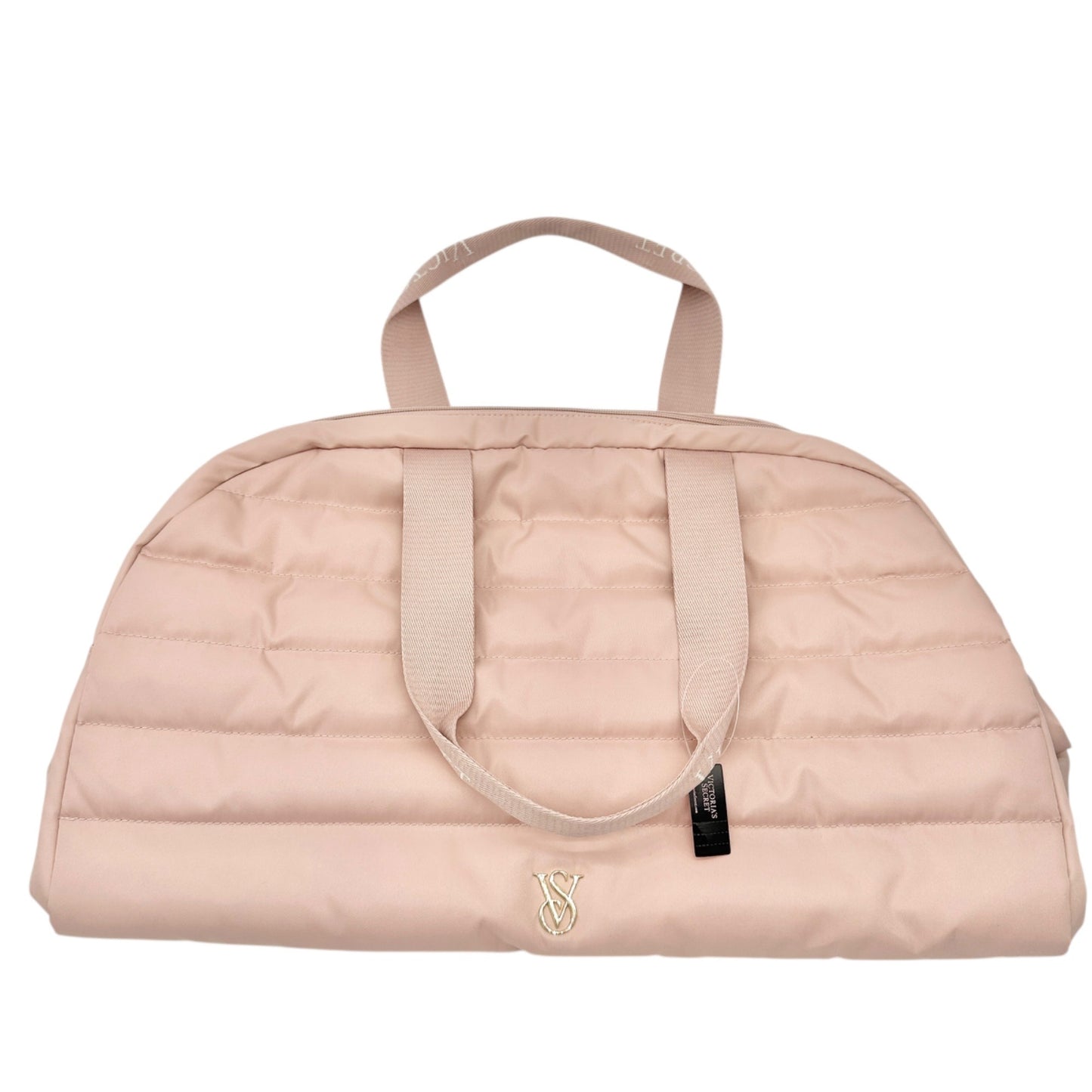 Victorias Secret Quilted Weekender Bag Dusty Pink Gold Logo NWT Travel Tote