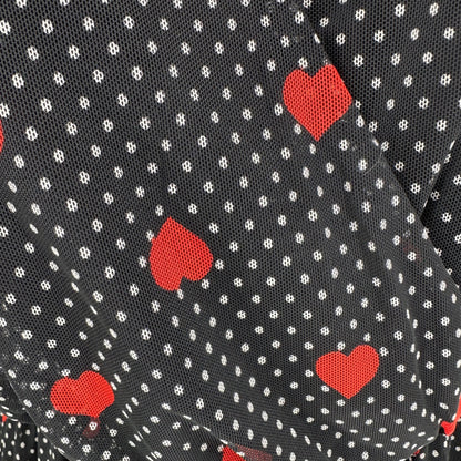 Inspired Hearts Dress 3X Black White Polka Dots Red Hearts Print SS Flowy Waist
