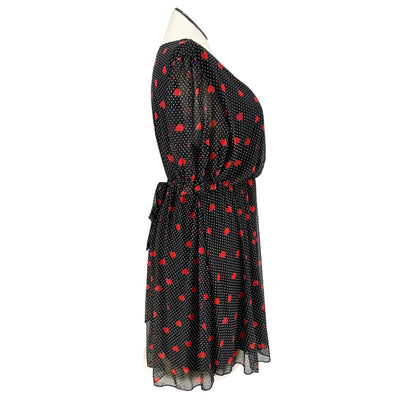 Inspired Hearts Dress 3X Black White Polka Dots Red Hearts Print SS Flowy Waist