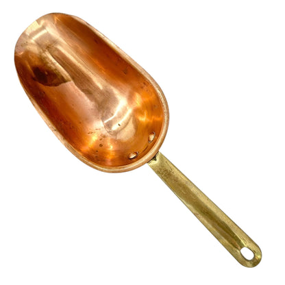 Vintage Copper and Brass 3oz Scoop With Long Handle Rustic Kitchen Collectible