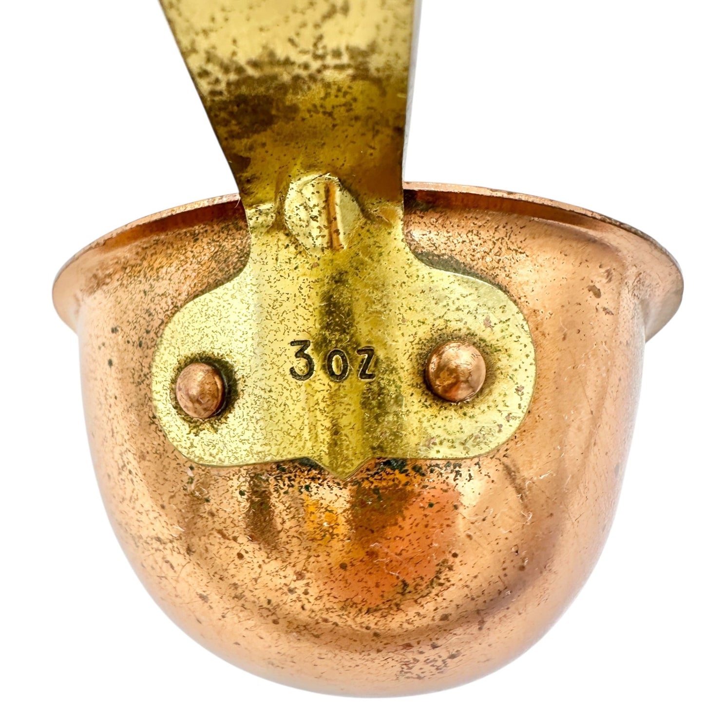 Vintage Copper and Brass 3oz Scoop With Long Handle Rustic Kitchen Collectible