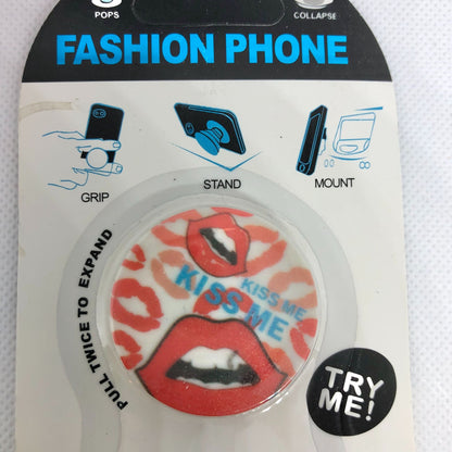 Fashion Phone Grip Stand and Car Mount Set Kiss Me Red Lips