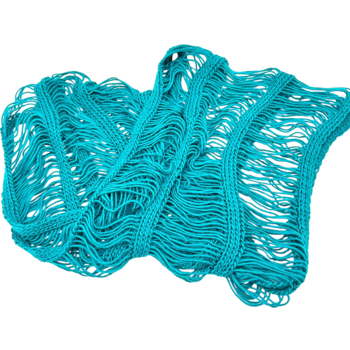 Mark Open Knit Infinity Scarf Aquamarine Acrylic Lightweight Fringe Loop 68"x16"