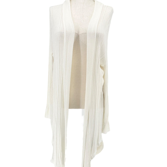 Suzanne Betro Drape Front Cardigan 3X/4X White Lightweight Knit Stretchable NWT