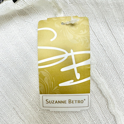 Suzanne Betro Drape Front Cardigan 3X/4X White Lightweight Knit Stretchable NWT