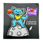 Motivational Cancer Survivor Sticker 4x4 Square Black with Teal Bear White Moon