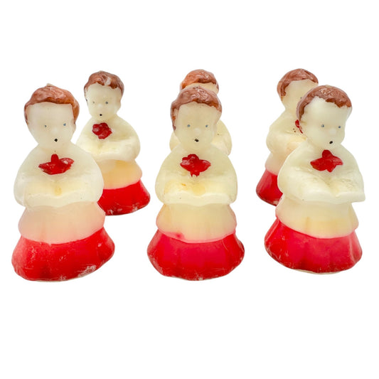 Vintage 1950s Tavern Choir Boy Candles Set Of 6 Made In USA By Socony-Vacuum
