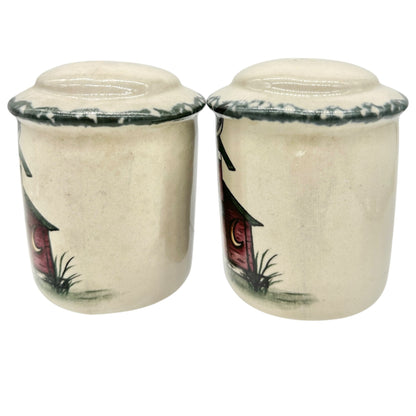 Vintage Salt and Pepper Shakers Feed Store Birdhouse Design Ceramic Hand Painted