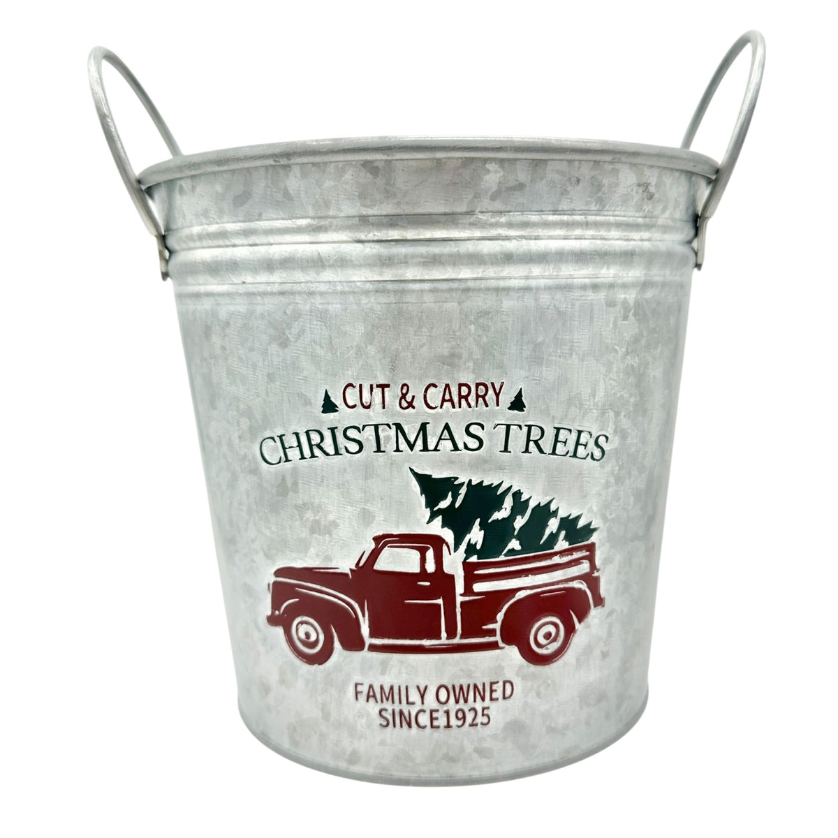 Ashland Holiday Christmas Trees Galvanized Metal Bucket With Handles 6" x 6.5"
